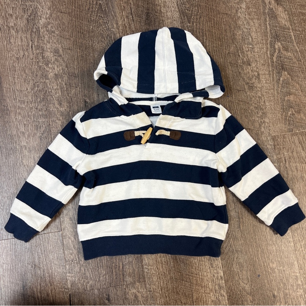 Janie and Jack Navy and Cream Striped Beachy Hoodie